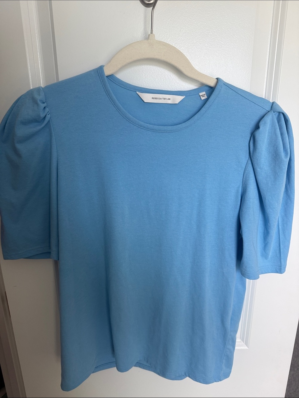 Rebecca Taylor Blue Puff Sleeve Top XS
